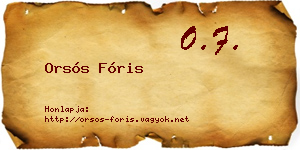 Orsós Fóris névjegykártya